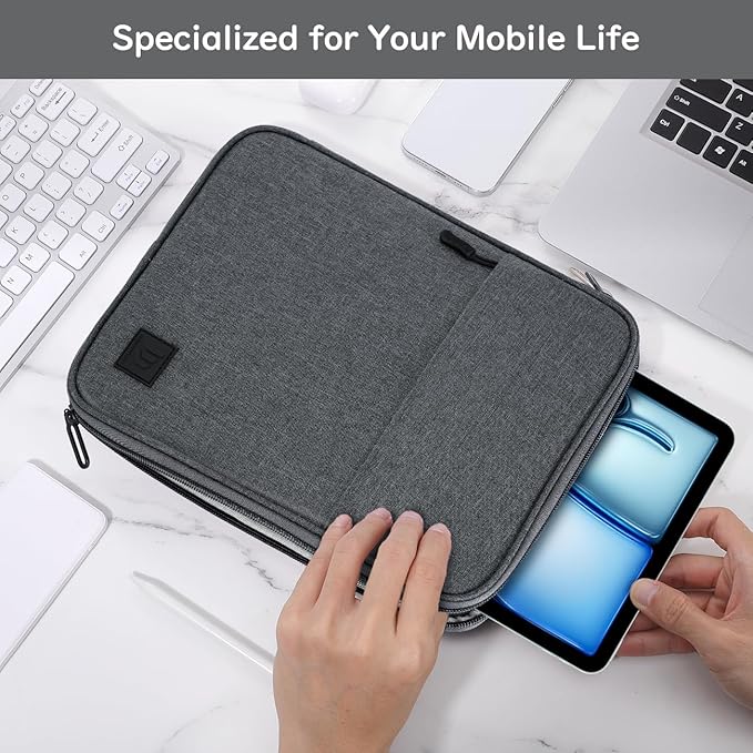 Dadanism 9-11 Inch Tablet Sleeve Padded Carrying Case for iPad (A16) 11th Gen 11", iPad 10th Gen 10.9", iPad Air M4/Pro M5 11", iPad Air 5/4, iPad 9/8/7th Gen, Galaxy Tab A11+ Plus 11", Space Gray