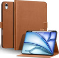 Genuine Leather Case for iPad Air 11" M4 2026/M3 2025/M2 2024, 5th/4th Gen 10.9" | with Pencil Holder and Adjustable Stand, Magnetic Closure, Auto Wake/Sleep Cover | Brown