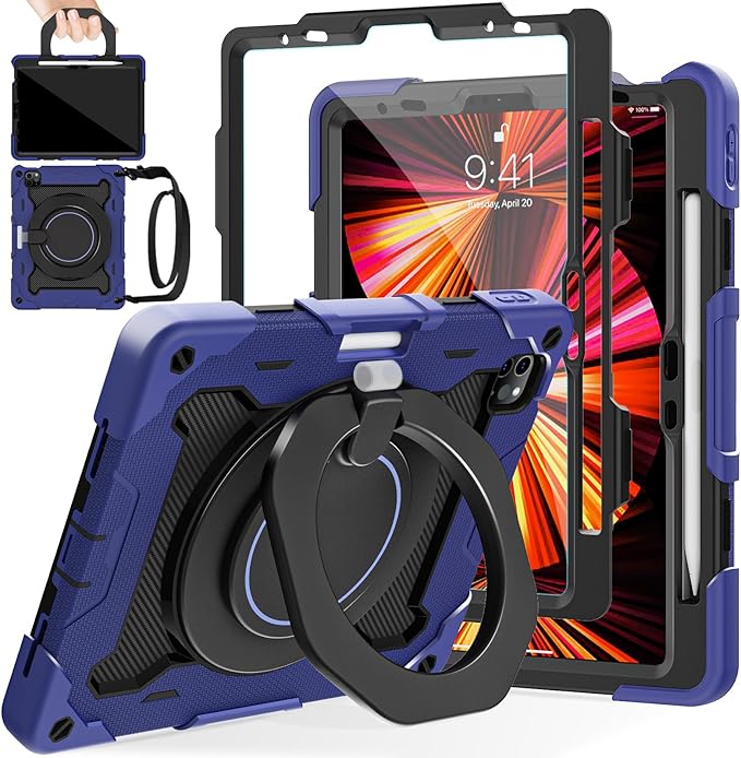 ROISKIN for iPad Air 11 inch M3/M2 Case, iPad Pro 11 inch 4th/3rd/2nd/1st Generation,iPad Air 5th/4th 10.9 inch Case,Heavy Duty Shockproof with 360 Stand Handle Shoulder Strap Pen Holder,Kids Friendly