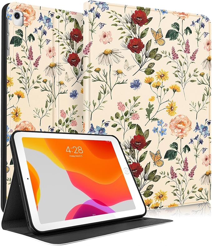 Uppuppy for iPad 5th/6th Generation Case, for Apple iPad Air 1st/2nd Gen, for iPad Pro 9.7 Inch Case Cute Women Girls Girly Vintage Folio Flowers Floral Design Cover for iPad 5/6, Air 1/2, Pro 9.7