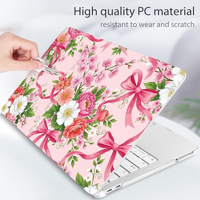 Tuiklol for 2026 MacBook Neo 13 Inch A18 Pro Chip Case, (Model A3404) Anti-Scratch Anti-Drop Slim Hard PC Shell Case with Shockproof Protective MacBook Neo Laptop Cover, Flower with Bow