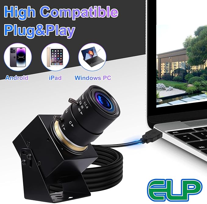 ELP 4K USB Camera with Microphone Manual Zoom Webcam 2.8-12mm Variable Focus PC Webcamera Mini UVC USB2.0 IMX317 USB Security_Camera 8mp Industrial Close-up Web_Cameras for Computer Raspberry Pi