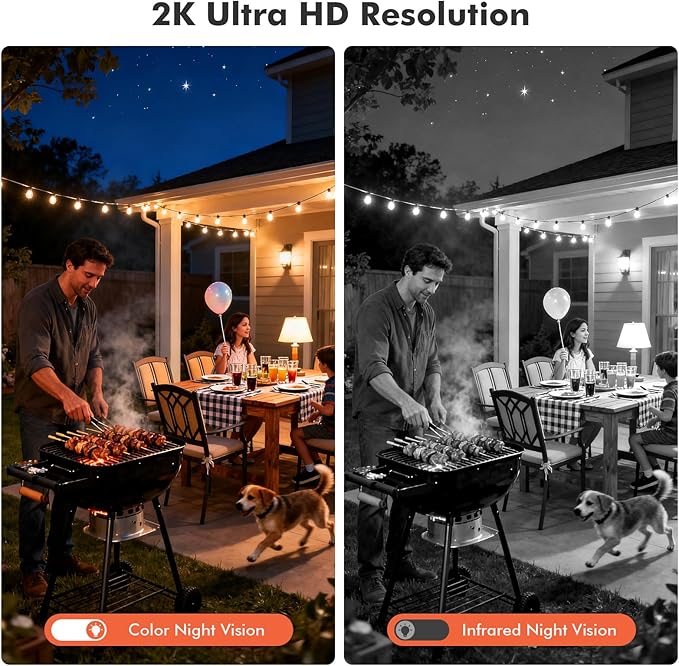 Dzees Security Cameras Wireless Outdoor - Spotlight & Siren, 2K 3MP Upgrade WiFi Cameras for Home Security, AI Motion Detection, Color Night Vision, 2-Way Talk, Waterproof