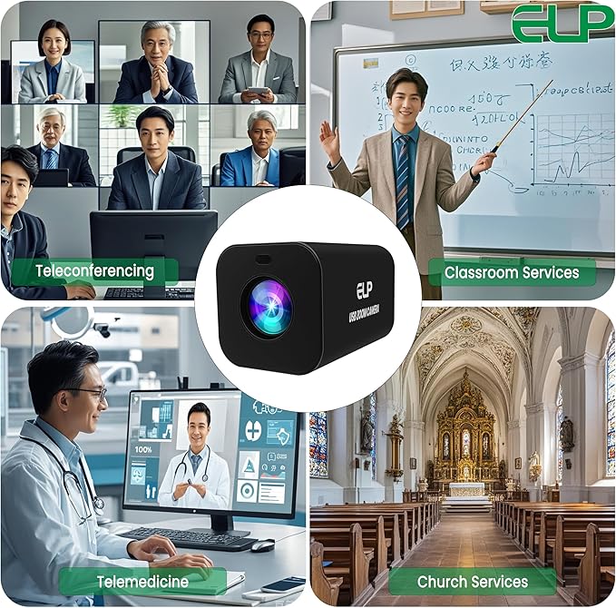ELP 21X Zoom 4K 30fps USB Camera 1080P 60fps HDMI USB Webcam Autofocus Manual Focus PC Web Cam H.265 H.264 High Speed Web_Camera for Church Streaming Video Conference (21X Zoom)