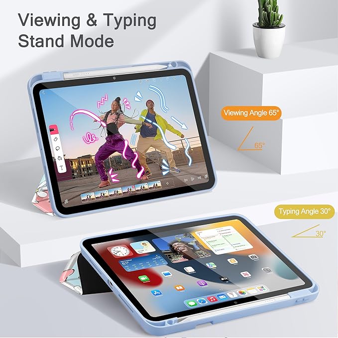 May Chen for iPad Pro 13 Inch Case M5 2025 / M4 2024, Built Pencil Holder & Clear Transparent Print Back Shell Slim Stand Shockproof Tablet Cover, Auto Wake/Sleep, Heart Rabbits