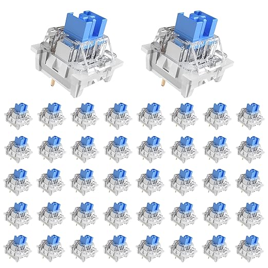 Outemu 108PCS Blue Clicky Mechanical Keyboard Switches,3-Pin Hot-Swappable Pre-Lubricated Switch with 3 Kailh Switches,Crisp Click Sound,for Gaming Keyboards & 3D Print Accessories