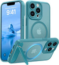Magnetic Compatible with iPhone 13 Pro Case, [Built-in Kickstand][Full Camera Protection][Compatible with MagSafe][Anti-Fingerprint] Shockproof Phone Case for iPhone 13 Pro 6.1",Lake Blue