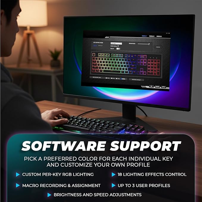TECWARE Phantom+ 87 Mechanical Gaming Keyboard | RGB LED Backlit | Hot Swappable Wraith Red Switches | 87 Key TKL Layout | Thocky Sound Profile | Detachable USB-C Wired | Black