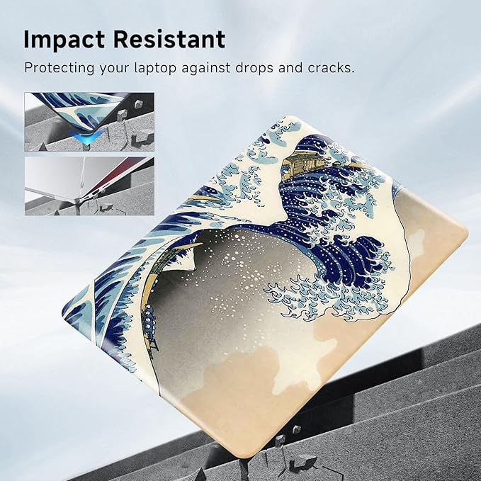 Funut for MacBook Pro 13 inch Case 2024 2023 2022 2021-2016 M2 M1 A2338 A2251 A2289 A2159 A1989 A1706 A1708, Laptop Plastic Hard Shell MacBook Pro 13" Case Touch Bar, Sea Wave