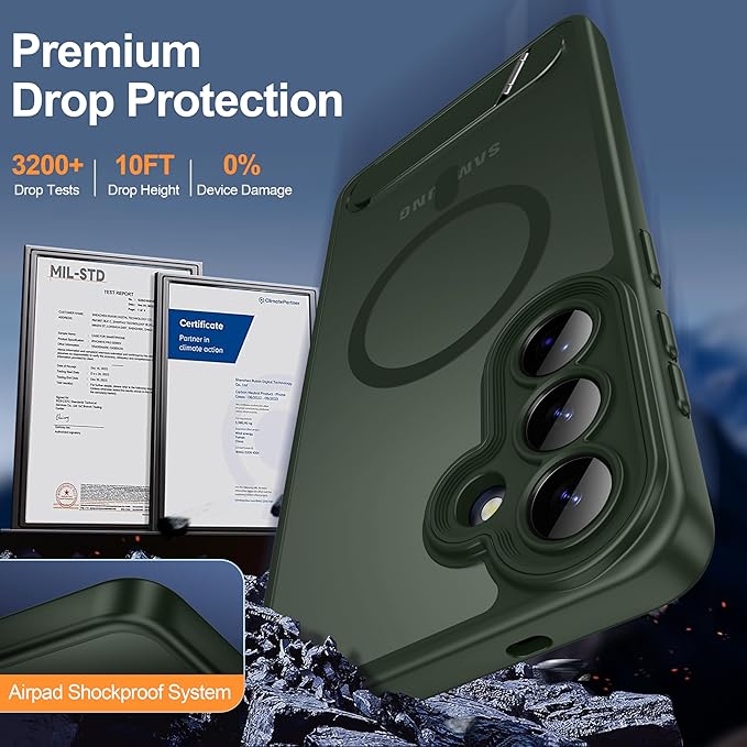 Magnetic for Samsung Galaxy S26+ Plus Case, [Compatible with MagSafe][Full Camera Protection][Built-in Invisible Kickstand] Translucent Matte Phone Case for S26 Plus 6.7" - Green