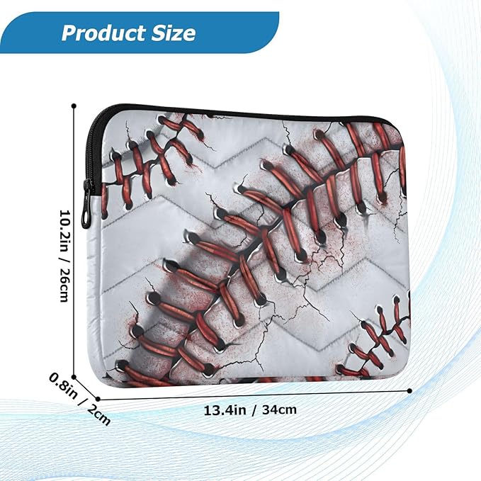 Baseball Laptop Case Sleeve, Vintage Baseball Pattern Shockproof Protective Computer Carrying Cover, Briefcase Handbags 13-13.3inch Laptop Sleeve Bag