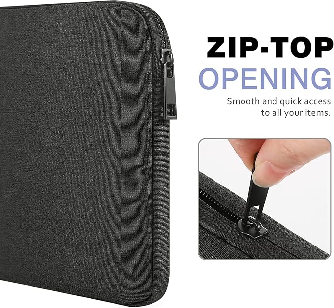MoKo 7-8 Inch Tablet Sleeve Bag, Carrying Case Fit with New iPad mini (A17 Pro) 8.3" 2024, iPad mini 6 / iPad mini 5 / iPad mini 4 / iPad mini 3 / iPad mini 2, Black & Gray