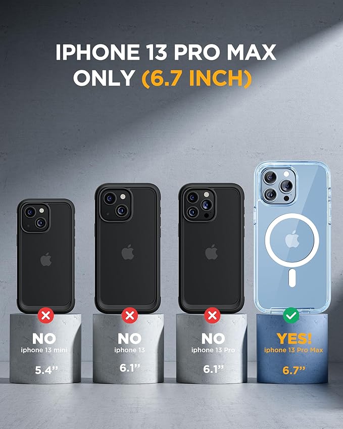 Miracase Magnetic for iPhone 13 Pro Max Case 6.7 inch, (Compatible with MagSafe) Upgrade Full-Body Clear Phone Bumper Case with Built-in 9H Tempered Glass Screen Protector, Magnetic Clear Blue