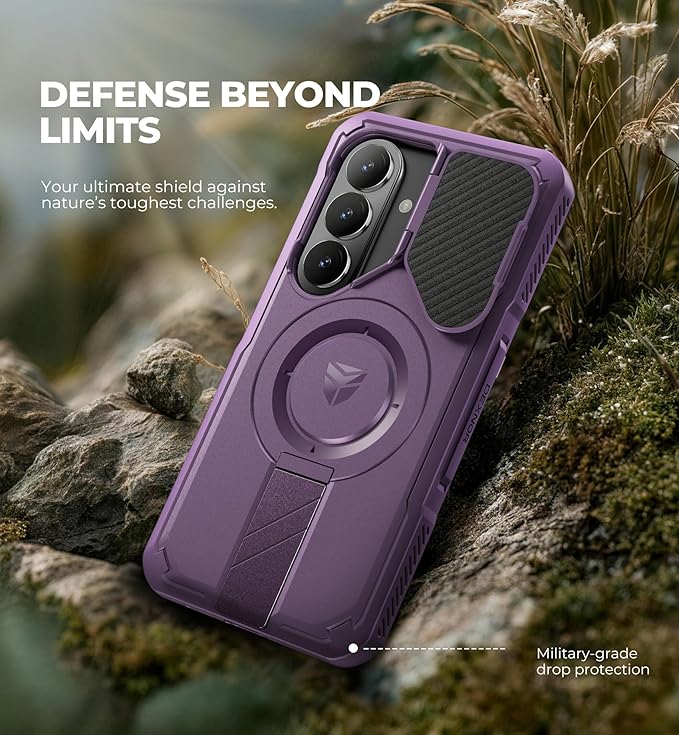 Dexnor for Samsung Galaxy S26 Case with Camera Cover & Adjustable Kickstand & Screen Protector, Compatible with MagSafe, Rugged Shockproof Bumper Cases Magnetic Protective Cover(2026),Phantom Purple