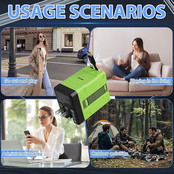 2 in 1 GaN Charger 120w, New Scalable Retractable 120w Fast Charger Module, All in 1 Foldable Charging Adapter Wall Plug for Phone, Tablet, Laptops (Green)