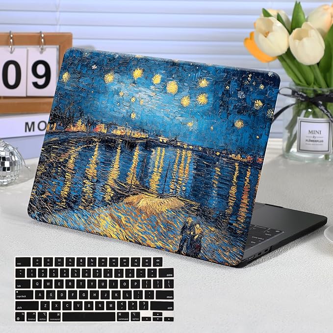 Funut Compatible with MacBook Air 13 inch Case 2021 2020 2019 2018 Model A2337 M1 A2179 A1932 Plastic Hard Shell Case Protective Cover for MacBook Air 13 with Touch ID, Starry Night