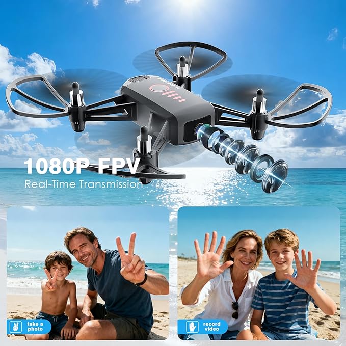Drone with Camera for Kids 8-12 and Adults 1080P HD Mini FPV Drones with Headless Mode, 360°Flip, One-Key Take Off/Landing, Altitude Hold, Gestures Selfie, Gravity Control, 3 Speed Mode, Drone Gift Toys for Boys, Girls, Beginner Grey