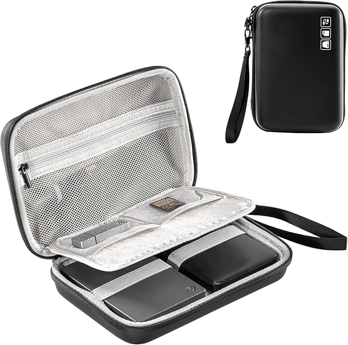 ProCase Hard Drive Case for Canvio Basics Western Digital WD Elements My Passport Seagate Portable Backup Plus Slim 1TB 2TB 3TB 4TB USB 2.5, Portable External Case for 2 Hard Drives -Black
