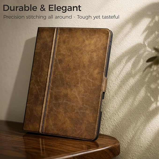 Slim Case for iPad Pro 11 Inch M5/M4 (2025/2024) A3357/A3358/A2836/A2837 with Pencil Holder,Lightweight Cover,Magnetic Closure,Multi Angle Stand,Typing Angle,Auto Sleep/Wake,Dark Brown