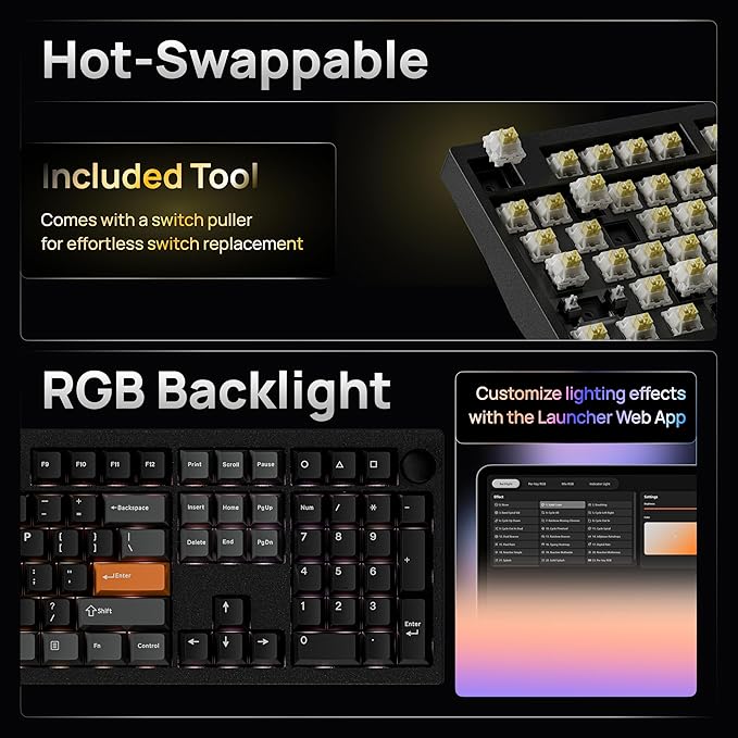 Keychron P6 Ultra 8K Polling Rate Full-Size Aluminum Wireless Mechanical Keyboard, 2.4 GHz/Bluetooth/Wired Custom RGB, Hot-Swappable Silk POM Banana Switch for Mac Windows Linux - Black