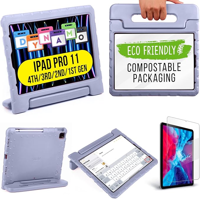 Official Cooper Dynamo for iPad Pro 11 inch Case for Kids 4th/3rd/2nd/1st Generation 2022/2021/2020/2018 | Rugged Foam, Magic Handle, Stand, with Pencil Holder, Eco-Mailer