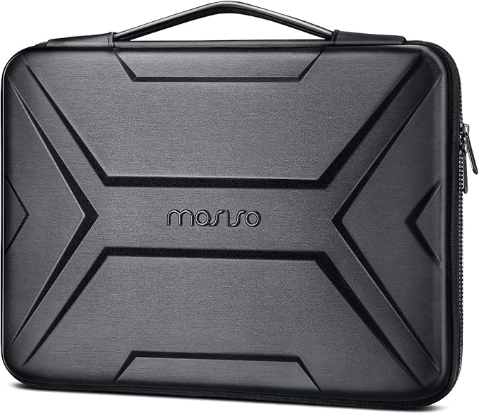 MOSISO 13-14 inch Laptop Hard Case, 13.3 inch Waterproof Shockproof Computer Bag Compatible with MacBook HP Dell,Artistic Geometric EVA Carrying Sleeve Laptop Case Hard Shell with Handle, Black