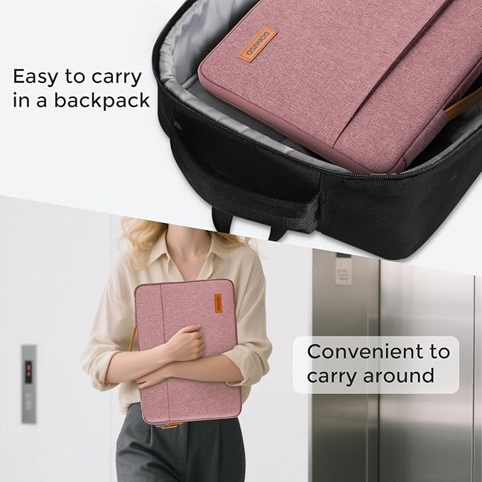 DOMISO 16-17 inch Laptop Sleeve Protective Case Cover Compatible with 16 inch 17 inch HP Dell ASUS Lenovo Chromebook,Waterproof Computer Cases Bag with Handle,Pink