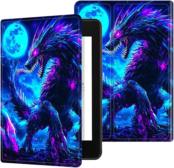 for 6" All-New Kindle Paperwhite 4 10th Generation (Model No. PQ94WIF) E-Reader Case, Slim Kickstand Stand Leather Smart Cover with Auto Wake/Sleep, Blue Moon Dragon