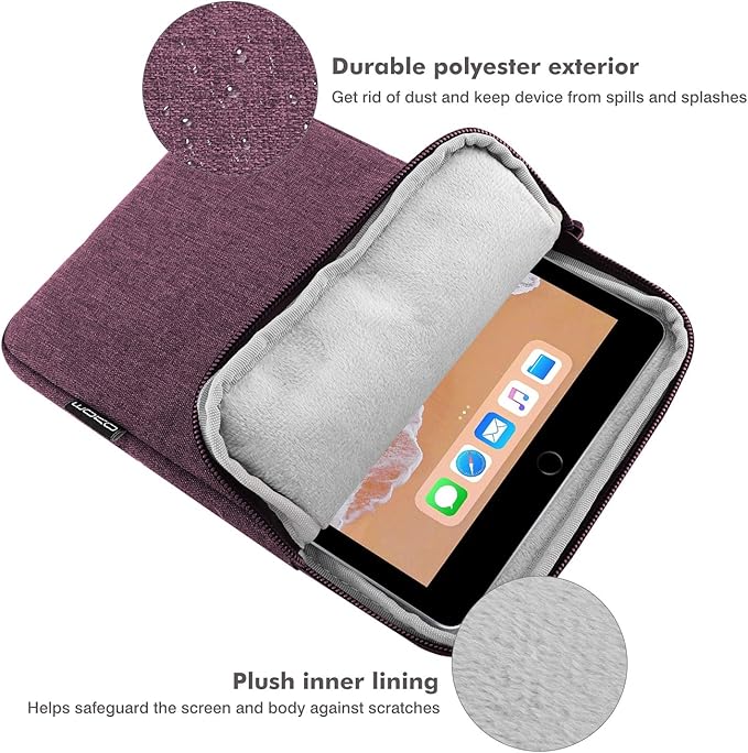 MoKo 9-11 Inch Tablet Sleeve Bag Carrying Case Fits New 11inch iPad Air M4, iPad A16 2025, iPad Pro 11 M4, Air 5/4/3, iPad 10/9/8th Gen, Tab S8/S9 11", Tablet Carrying Case, Purple