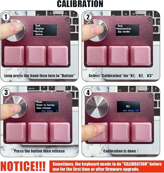 BTXETUEL SayoDevice O3C OSU Keyboard Rapid Trigger Hall Switches Magnetic Linear Switches Keyboard with Knob and Screen,Copy Paste,Shotcut,Macro Hotswap Mini Keypad.… (Pink)