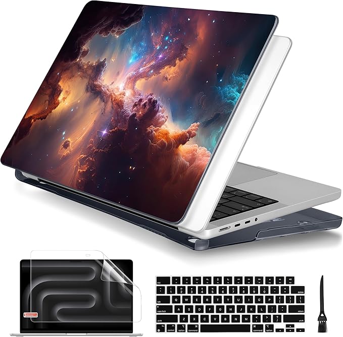 Batianda for MacBook Pro 14 Inch Case 2026-2021 Release M5 M4 M3 M2 M1 Pro/Max, 1.2mm Slim Graphic Hard Shell Cover with Keyboard Cover, Screen Protector 4-in-1 Bundle, Nebula