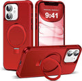 SKYLMW Compatible with iPhone 11 Case with Invisible Magnetic O-Ring Stand Military-Grade Case for iPhone 11 6.1" [Compatible with Mag-Safe][Great Grip Feeling], Red