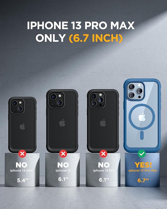 Miracase Magnetic for iPhone 13 Pro Max Case 6.7 inch, (Compatible with MagSafe) Upgrade Full-Body Clear Phone Bumper Case with Built-in 9H Tempered Glass Screen Protector, Magnetic Capri Blue