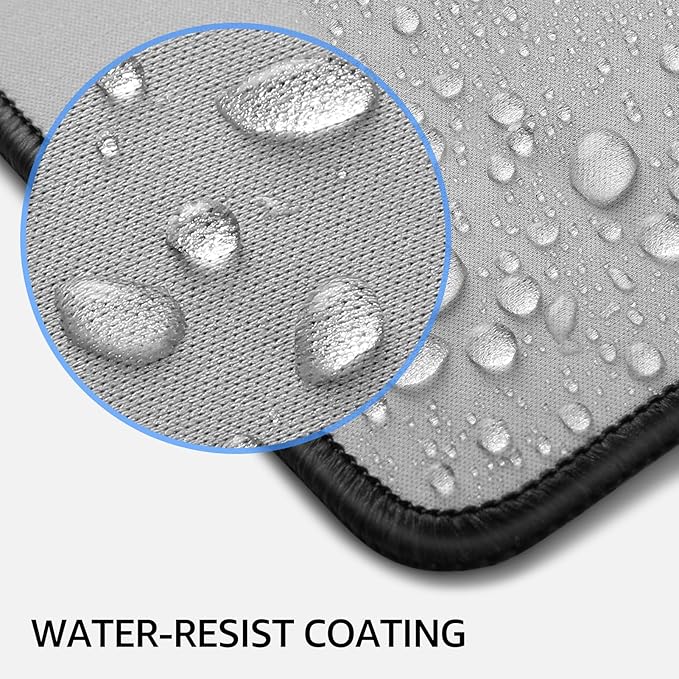 KTRIO Large Gaming Mouse Pad Desk Mat, Superior Micro-Weave Cloth, Non-Slip Rubber Base, Stitched Edges, Water-Resistant, for Gamer, Office & Home, 31.5 x 15.7 Inch，Silver Grey