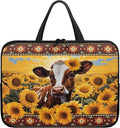 10 Inch Laptop Sleeve, Laptop Cover Computer Bag Tablet Carrying Case with Handle, Tribal Sunflower Cow Water-Repellent Tote Bags Notebook Sleeves Handbag Messenger Briefcase