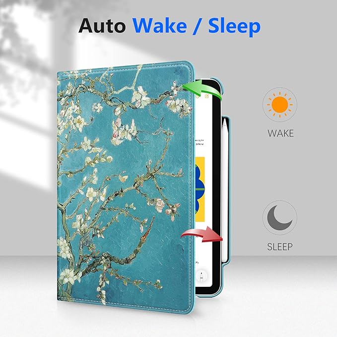 Fintie Rotating Case for iPad Pro 11-inch (4th / 3rd Generation) 2022/2021-360 Degree Swiveling Stand Cover w/Pencil Holder, Auto Sleep/Wake, Also Fit iPad Pro 11" 2nd/1st Gen, Blossom