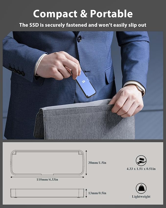 M.2 NVMe SSD Enclosure USB 3.2 Gen 2 10Gbps, Tool-Free External SSD Case Reader, Aluminum Cooling, Compatible with M&M+B Key NVMe SSD, Fit 2230/2242/2262/2280 (Blue)