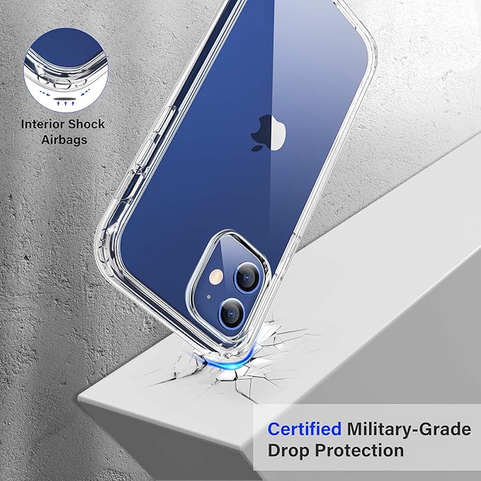 Diaclara Designed for iPhone 12 Mini Case, Full Body Rugged with Built-in Touch Sensitive Anti-Scratch Screen Protector, Soft TPU Bumper Case for iPhone 12 Mini 5.4" (Clear)