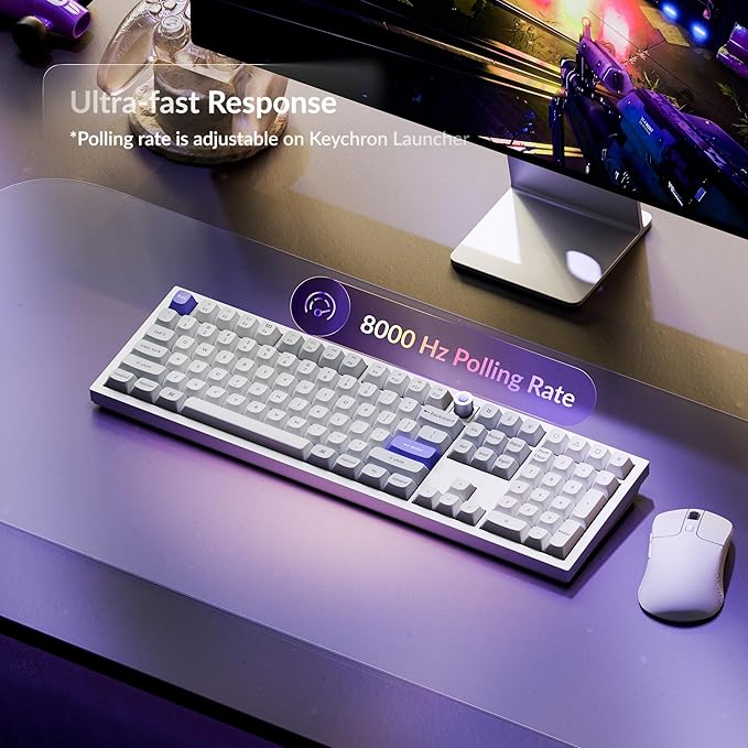 Keychron Q6 HE Wired Hall Effect Keyboard, Rapid Trigger Magnetic Switch Keyboard Hot Swappable, 8000 Hz Polling Rate Full-Size Layout Aluminum, Custom RGB for Mac Windows Linux - White