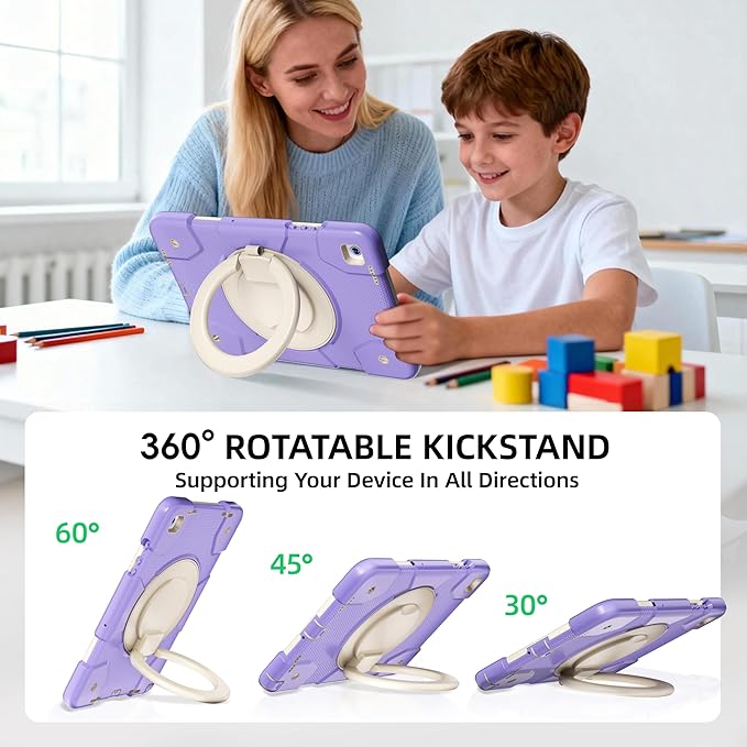 Andnary Case for Samsung Galaxy Tab A11+ Plus/A9+ 11 Inch 2025/2023, Tablet Case for Samsung Galaxy A9 Plus/A11+ with Screen Protector/360° Rotating Stand/Pen Holder/Shoulder Strap (Purple)