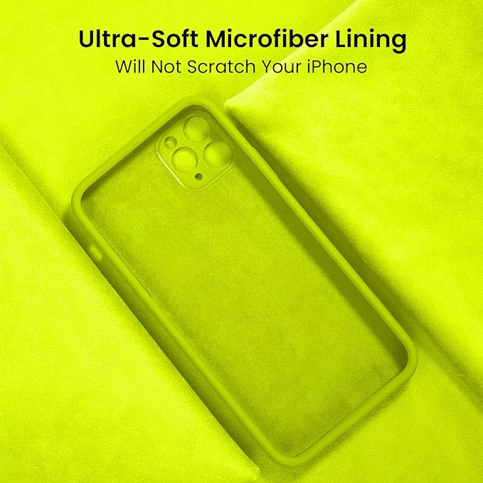 FireNova Designed for iPhone 14 Pro Max Case, Silicone Upgraded [Camera Protection] Case with [2 Screen Protectors], Soft Anti-Scratch Microfiber Lining Inside, 6.7 inch, Fluorescent Green
