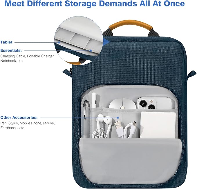 Dadanism 9-11 Inch Tablet Sleeve Bag Carrying Case with Shoulder Strap for iPad 10th Gen 10.9", iPad (A16) 11", i Pad 9/8/7th 10.2", i Pad Air/Pro 11", i-Pad Air 5/4, Galaxy Tab A9+ Plus 11", Indigo