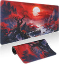 Mouse Pad Gaming - Desk Mat for Keyboard and Mouse - Japanese Red Cherry Blossoms Large Mouse Pads for Desk, Anime Gaming Mousepad (31.5" X 11.8") with Non-Slip Base for Game, Office and Home