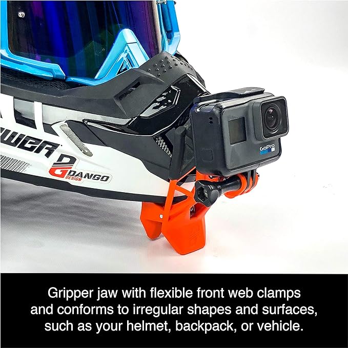 Dango Design Gripper Mount for GoPro/Osmo/Insta360 | Universal Helmet Clamp Mount for Action Cameras | Dirtbike, Motocross, Enduro, Motorcycle, ATV Helmets | Ripper Red