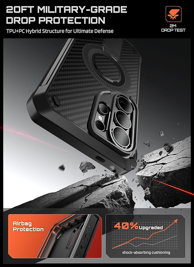 SUPCASE for Samsung Galaxy S26 Ultra Case with Stand, Military-Grade Drop Protection, Compatible with Wireless Charging/MagSafe, Built-in Screen Protector & Front Frame – UB Pro Mag, Aramid