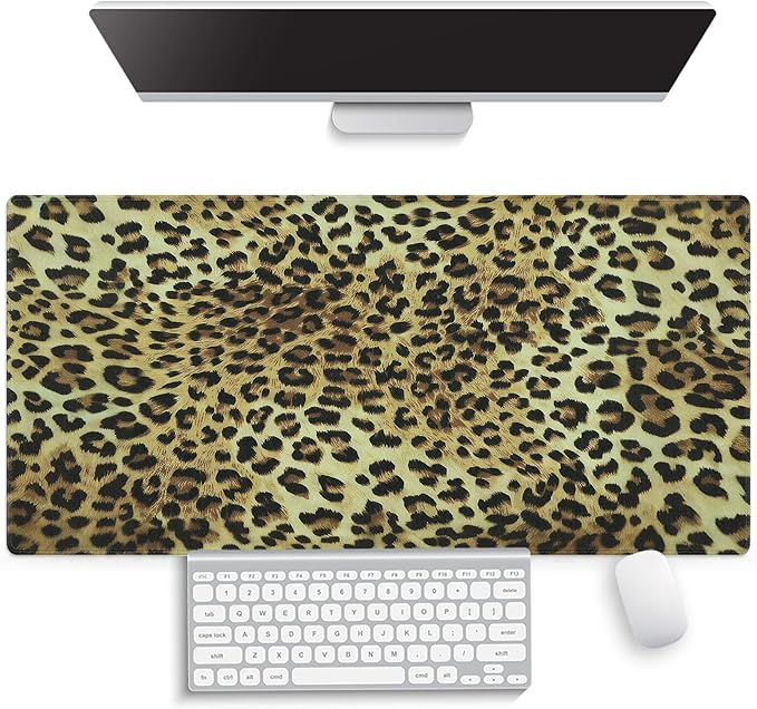 Large Gaming Mouse Pad (31.5" x 15.8") -‌ Vintage Leopard Print Fashion Design‌, Extra XXL Office Accessories, Premium Stitched Anti-Slip Office Desk Mat