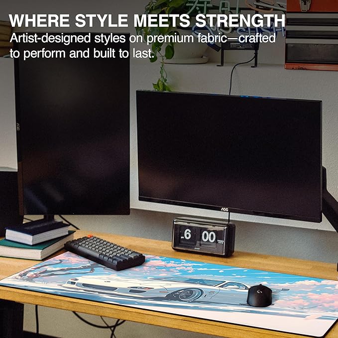 MPCO. Original Large Gaming Desk Mat – 36" x 17" Duraglyde Manga Motors Mios-Mazda Full Desk Mouse Pad for Smooth Precision – Non-Slip, Washable Extra-Large PC Mouse Pad for Gaming Sessions