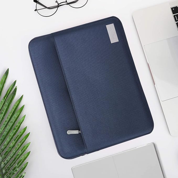 MoKo Tablet Sleeve Case Fits 13 Inch New iPad Pro M4 & Air M2 2024, iPad Pro 12.9 inch M2&M1,Galaxy Tab S8+/S9+ 12.4, Zipper Polyester Bag with Pocket, Fit Surface Pro Type Cover and Pen, Indigo