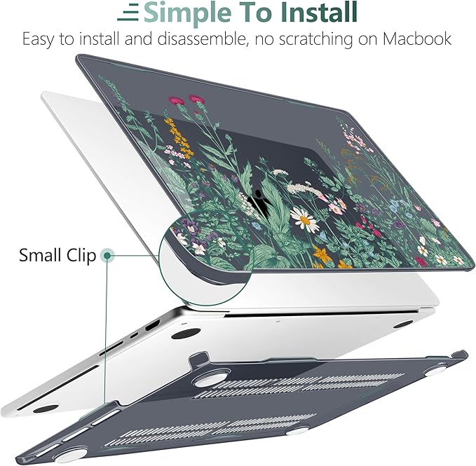 DONGKE Case for MacBook Pro 14 Inch (2026-2021 Release, M5 M4 M3 M2 M1 Pro/Max Chip), Plastic Slim Hard Shell Protective Cover with Keyboard Cover & Screen Protector, Garden Florals