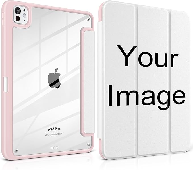 Personalized Photo Case for iPad Pro 13 inch (M5) 2025 (M4) 2024 Release Slim Lightweight Cute Patterns Trifold Cover with Clear Back Shell Magnetic Wake Sleep Design for Girls Women